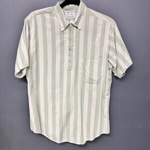 Vintage Men's Med Croyden House striped quarter zip pullover polo collared shirt